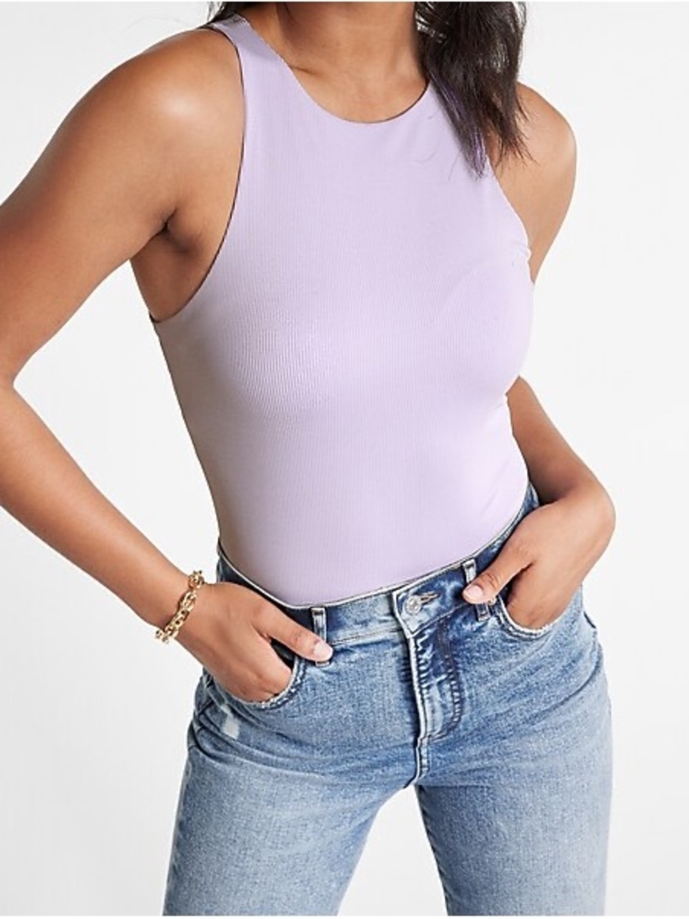 Express Lavender Ribbed Bodysuit